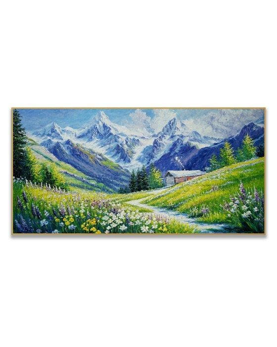 StefanoArt - Alpine Bloom Path, Antiek en Kunst, Kunst | Schilderijen | Modern