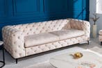 Chesterfield 3-zitsbank MODERN BAROK 235cm champagne fluweel, Huis en Inrichting, Ophalen of Verzenden, Nieuw