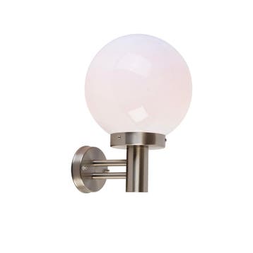Moderne buitenwandlamp staal RVS met kunststof bol IP44 -, Verzenden, Nieuw, Kunststof
