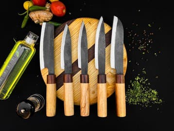 Keukenmes - Kitchen knife set - 587 - Staal, Hout,