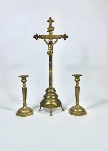 Crucifix (3) - Brons - 1850-1900 - Altaarset
