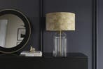 Tafellamp CLASSICO 55 cm lampenkap wit goudkleurig glas, Ophalen of Verzenden, Nieuw