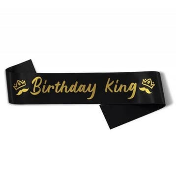 2-delige Birthday King set goud met vlinderdas en sjerp, Ophalen of Verzenden, Nieuw, Versiering, Verjaardag