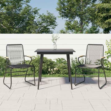 vidaXL 3-delige Tuinset PVC-rattan zwart, Tuin en Terras, Verzenden, Nieuw, 2 zitplaatsen, Tuinset