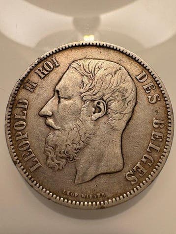 België. Leopold ||. 5 Francs 1873 (Zonder minimumprijs)