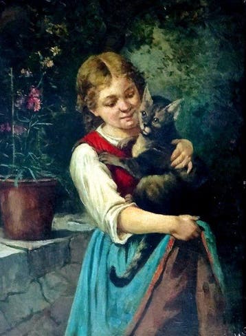 Europese school (XX) - Joven del gato, Antiek en Kunst