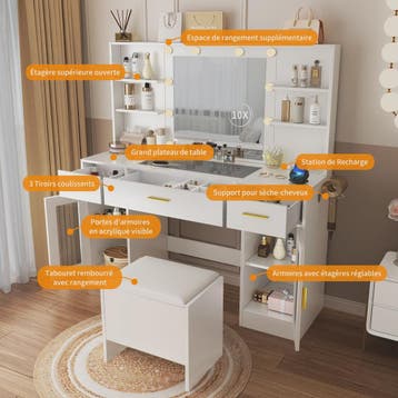 Multifunctionele Kaptafel met Groot Verstelbaar RGB LED Spie, Huis en Inrichting, Tafels | Kaptafels, Verzenden, Nieuw