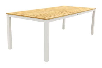 Hartman Sonata tuintafel 220x100 cm. - Teak - wit, Tuin en Terras, Tuintafels, Verzenden, Nieuw, Rond, Hout
