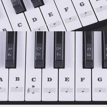Grote, Verwijderbare Piano Toets Stickers met Muzieknoten -, Verzenden, Nieuw