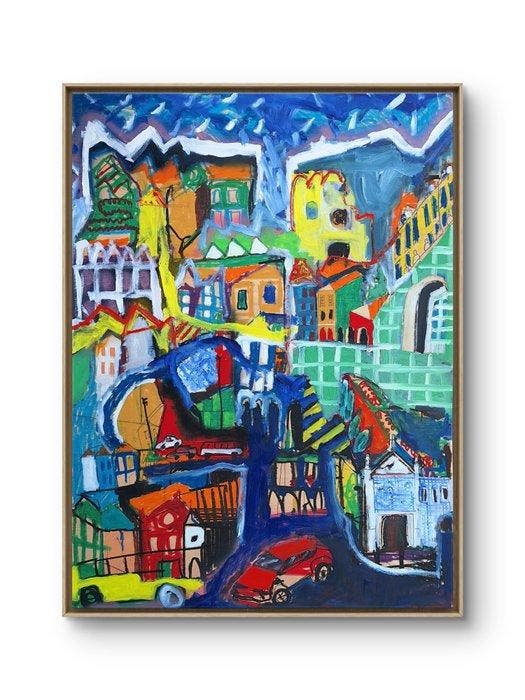 David Ferraz - Lever de soleil à Lisbonne, Antiek en Kunst, Kunst | Schilderijen | Modern