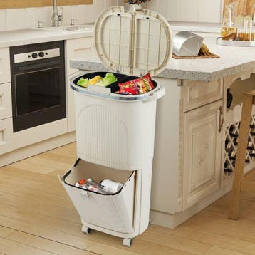 2dekans | Coast Afvalscheidingsbak Beige – 38L Prullenbak, Huis en Inrichting, Woonaccessoires | Prullenbakken, Ophalen of Verzenden