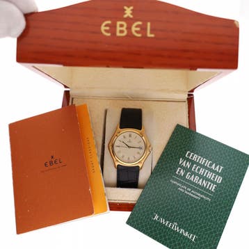 Ebel 1911 37mm 8187916; 18k. Gouden Heren Horloge, Overige merken, Leer, Polshorloge, Ophalen of Verzenden
