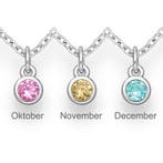 925 Zilveren geboorstesteen ketting, Verzenden, Nieuw, Zilver