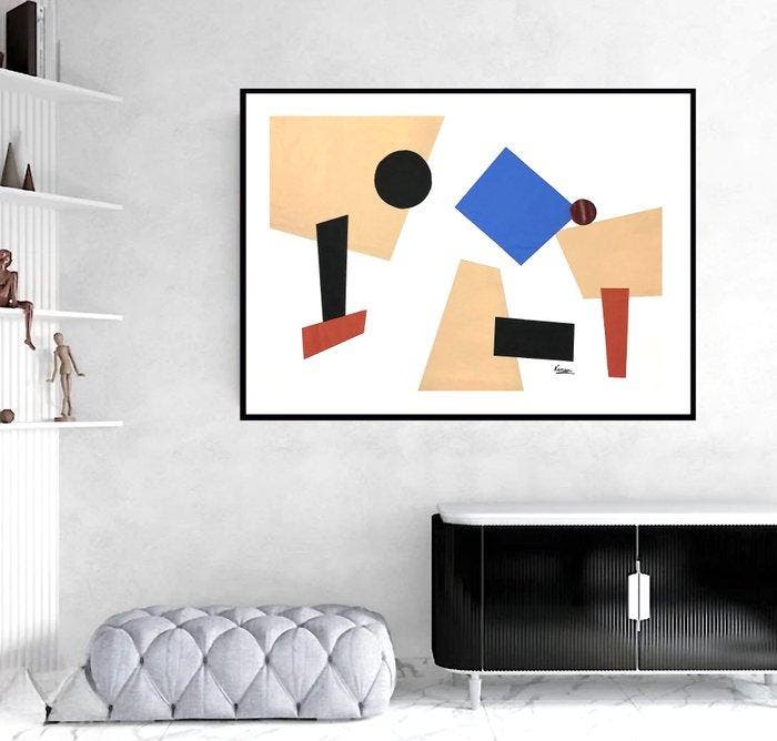 Kenza - Abstraction minimaliste 26-19 - 150 x 100 cm, Antiek en Kunst, Kunst | Schilderijen | Modern