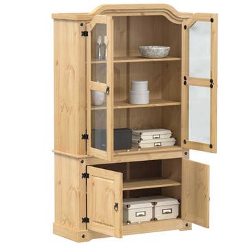 vidaXL Vitrinekast Corona 103,5x42x180 cm massief grenenhout, Minder dan 50 cm, Verzenden, Nieuw, Minder dan 25 cm