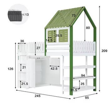 Kinderhoogslaper Met Ladder, Planken en Kast – 90x200 cm, Verzenden, Nieuw