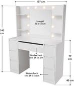 2dekans | Kaptafel / Schminktafel Malia - Incl. Spiegel en, Ophalen of Verzenden, Zo goed als nieuw