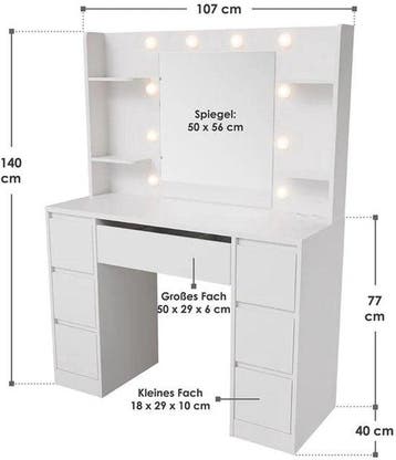 2dekans | Kaptafel / Schminktafel Malia - Incl. Spiegel en, Huis en Inrichting, Tafels | Kaptafels, Ophalen of Verzenden, Zo goed als nieuw