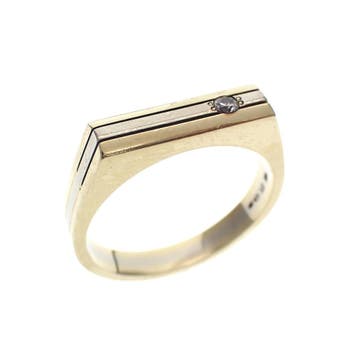 Bicolor gouden ring gezet met zirconia, Gebruikt, 20 of groter, Heer, Ophalen of Verzenden