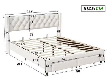 Beige Velvet Boxspringbed met Opberglades en Verlichting, Verzenden, Nieuw