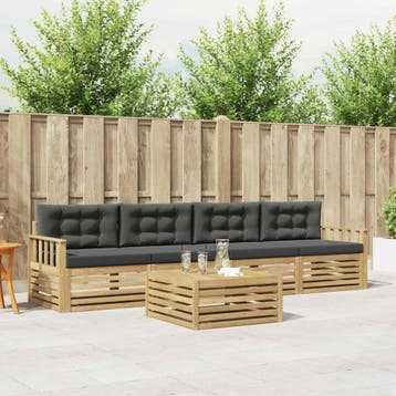 vidaXL Buiten bankenset 5 st Wit en antracietkleurig, Verzenden, Nieuw