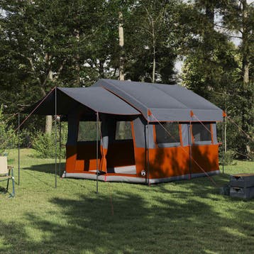 vidaXL Familietent voor 4 Personen 4-persoons Grijs en, Verzenden, Nieuw, Tot en met 2