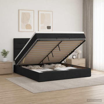 vidaXL Ottoman bed met matras met hoofdeinde Zwart 160 x 200, Verzenden, Nieuw, Tweepersoons, Zwart