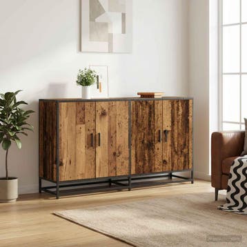 vidaXL Dressoir Oud hout 134 x 35 x 76 cm Bewerkt hout, Verzenden, Nieuw, Overige houtsoorten, Minder dan 50 cm
