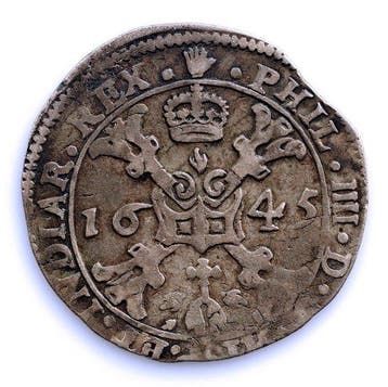 Spaanse Nederlanden. Felipe IV. 1/4 de Patagon 1645 Amberes