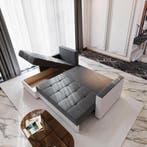 *SALE* Slaapbank met Opbergruimte Kos Hoekbank | Zwart €449, Hout, 125 tot 150 cm, Verzenden, Hoekbank