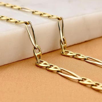 Bicolor gouden Figaro/Marine schakelketting, Sieraden, Tassen en Uiterlijk, Kettingen, Ophalen of Verzenden, Gebruikt, Goud, Goud