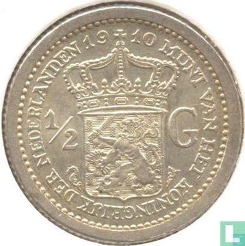 Nederland ½ gulden 1910, Postzegels en Munten, Munten | Nederland, Verzenden, Overige waardes, Losse munt, Goud