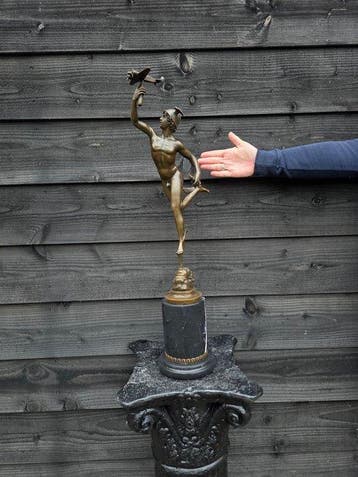 Beeld, 71cm Bronze Mercury - 71 cm - Brons, Marmer