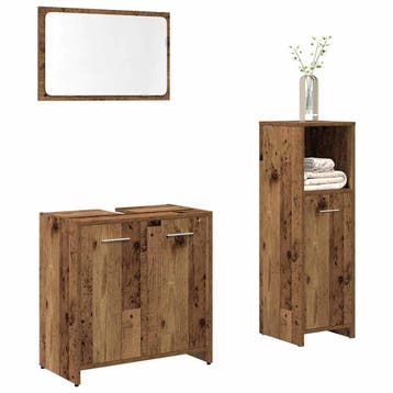 vidaXL 3-delige Badkamermeubelset bewerkt hout oud, Verzenden, Nieuw, Overige typen
