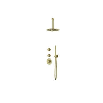 Thermostatische inbouw regendouche mat goud drie-knops onder, Verzenden, Nieuw