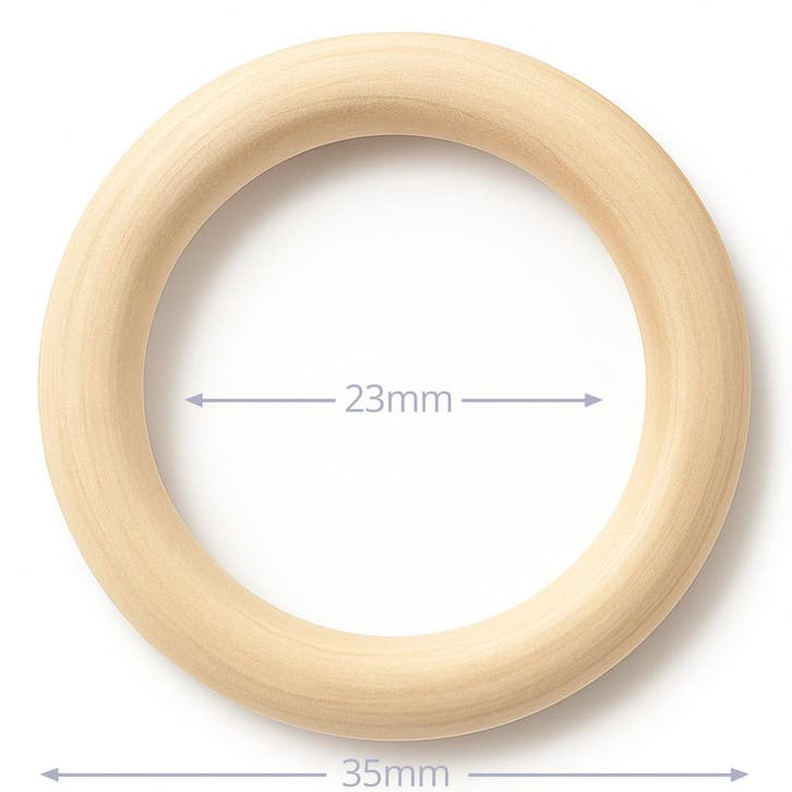 Houten Ring - 3,5 cm - Onbehandeld Beukenhout - Verfijnd m, Hobby en Vrije tijd, Breien en Haken, Ophalen of Verzenden