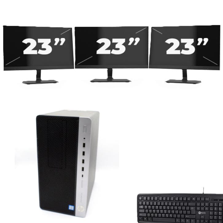 HP ProDesk 600 G4 Micro  -   i5-8e  - 8GB  - 256GB  + 3x 23, Computers en Software, Desktop Pc's, SSD, Refurbished, Verzenden