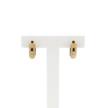 8 Karaat oorringen met zirconia; Ø 14,9 mm (Oorbellen), Sieraden, Tassen en Uiterlijk, Oorbellen, Gebruikt, Geel, Ophalen of Verzenden