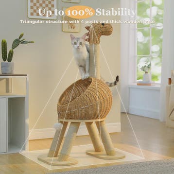 Dino Kattenkrabpaal met Mand en Sisalpaal - Rattan Design, Verzenden, Nieuw
