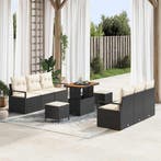vidaXL Tuin Sofa Set met opslag 9 pcs Zwart Poly riet, Verzenden, Nieuw, Rotan