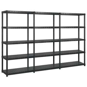 vidaXL Opbergrek 5-laags 255x40x185 cm kunststof zwart, Verzenden, Nieuw