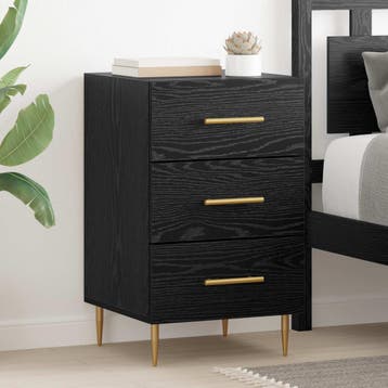 vidaXL Nachtkastje Zwart Eiken 40 x 40 x 66 cm Bewerkt hout, Minder dan 45 cm, Verzenden, Nieuw, 55 tot 70 cm