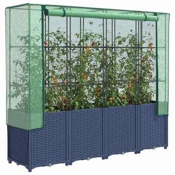 vidaXL Verhoogde plantenbak met kashoes rotanlook 160x40x153, Verzenden, Nieuw, Minder dan 60 cm, 60 cm of meer