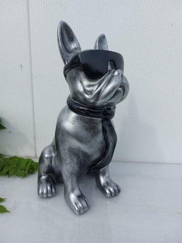 Beeld, French bulldog with tie and sunglasses - 40 cm -
