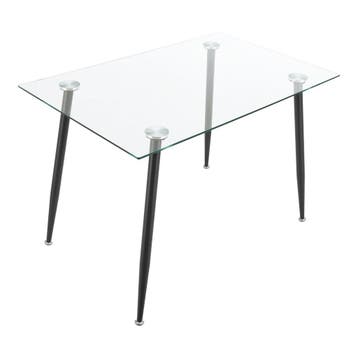 [en.casa] Glazen tafel Hyrynsalmi 75x110x70 cm zwart en tran, Verzenden, Nieuw