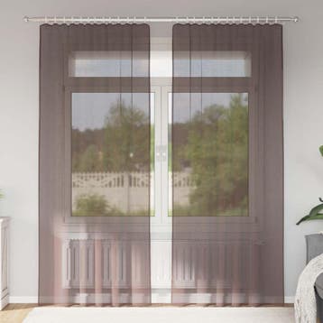 vidaXL Gordijnen voile met tab top 2 st bruin, Verzenden, Nieuw, Bruin