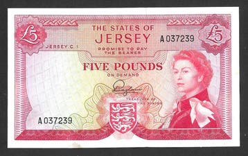Jersey. - 5 Pounds ND(1963) - Pick 9a (Zonder minimumprijs), Postzegels en Munten, Bankbiljetten | Europa | Niet-Eurobiljetten