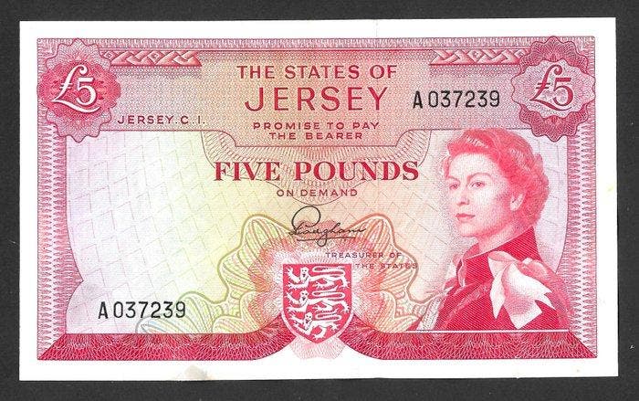 Jersey. - 5 Pounds ND(1963) - Pick 9a (Zonder minimumprijs), Postzegels en Munten, Bankbiljetten | Europa | Niet-Eurobiljetten