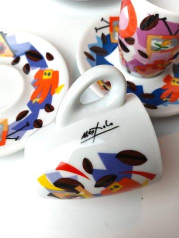 Gaggia - Ugo Nespolo - Koffieservies voor 6 - Aardewerk, Antiek en Kunst
