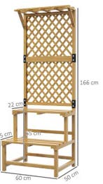 Houten Plantenstandaard 2 Niveaus met Trellis voor Klimplant, Verzenden, Nieuw
